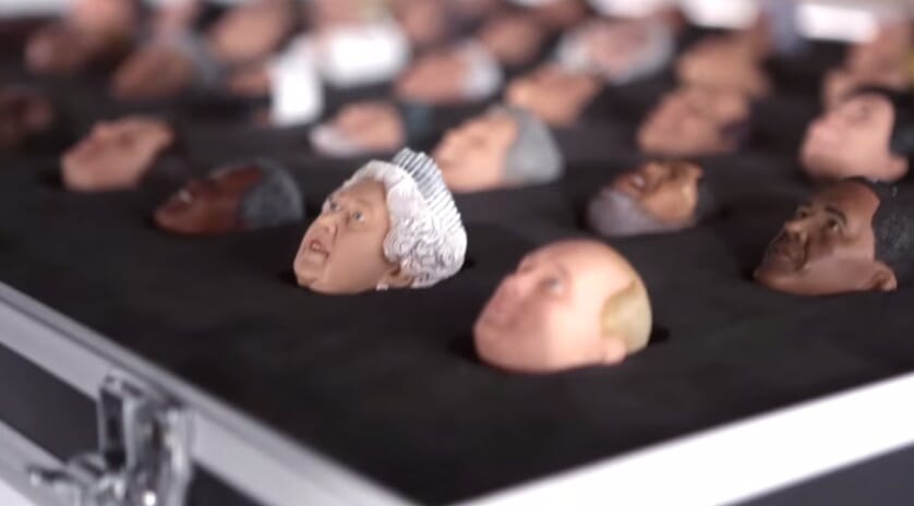 Les têtes des joueurs de baby-foot qui représentent des personnalités politiques