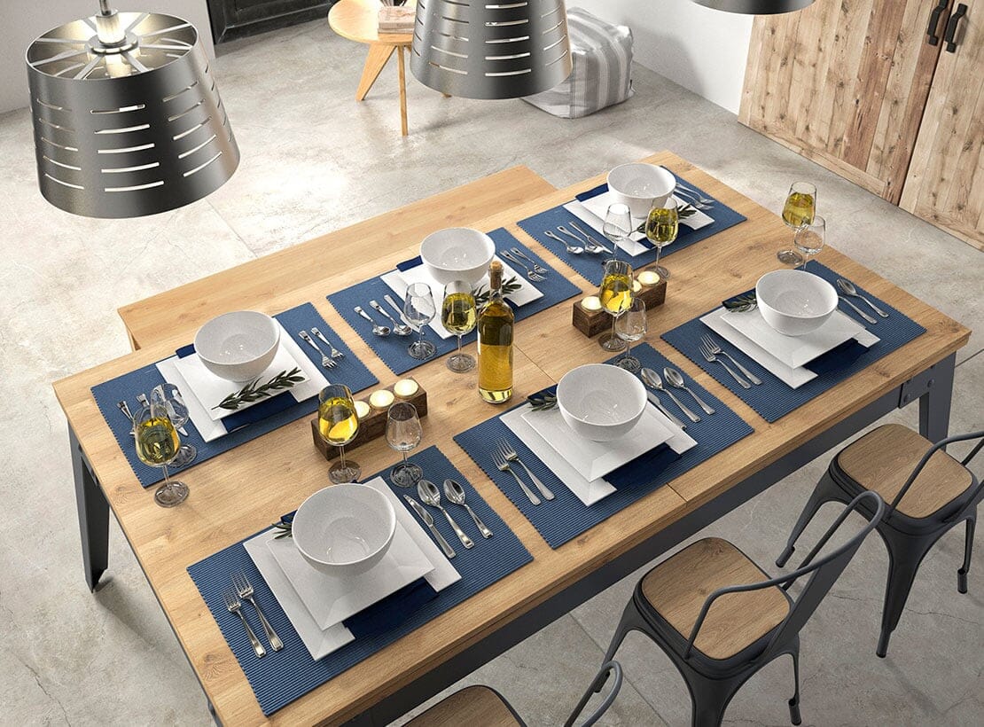 Table de billard convertible René Pierre Steel Chêne - pieds gris métal