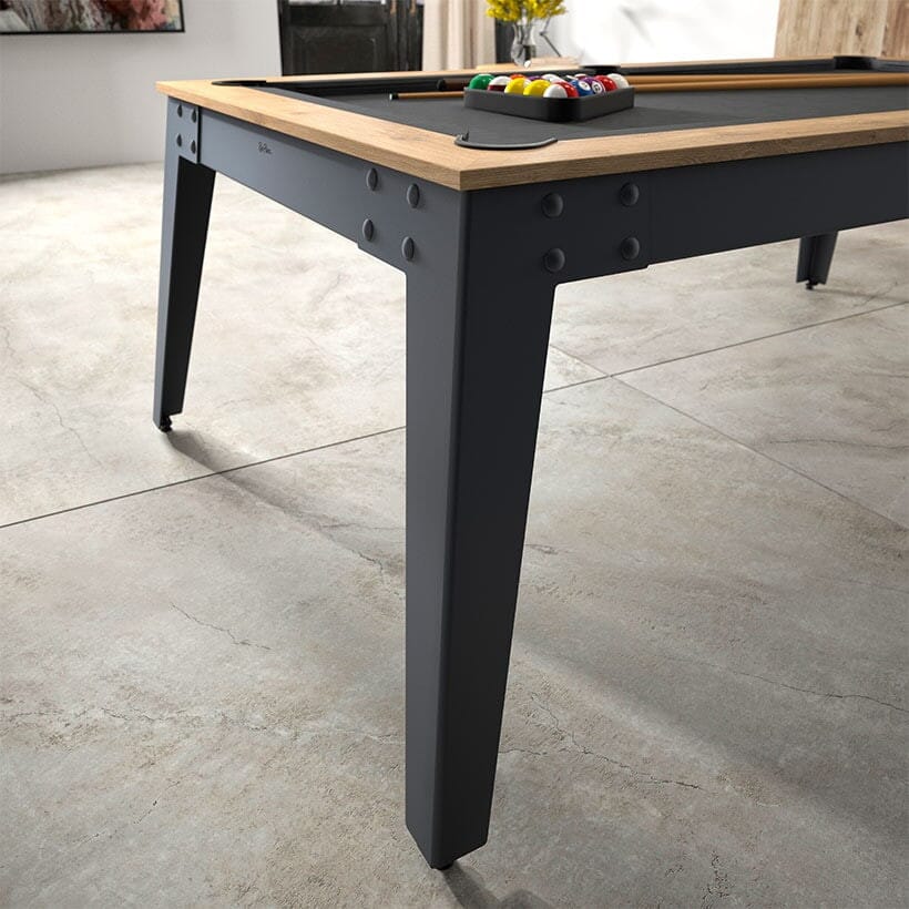 Table de billard convertible René Pierre Steel Chêne - pieds gris métal