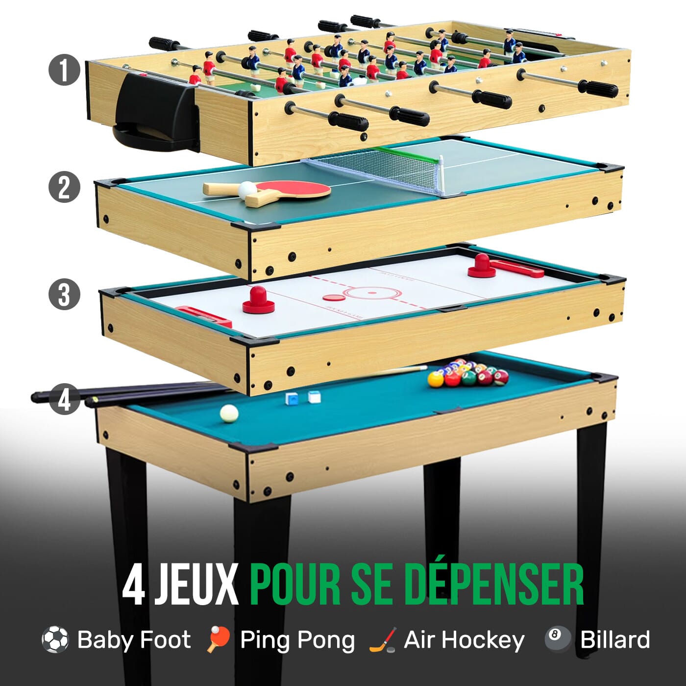 Kery - Table multi-jeux 10 en 1