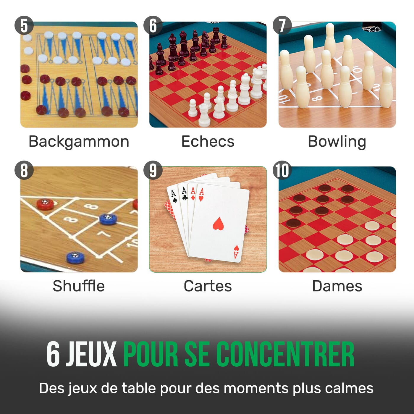 Kery - Table multi-jeux 10 en 1