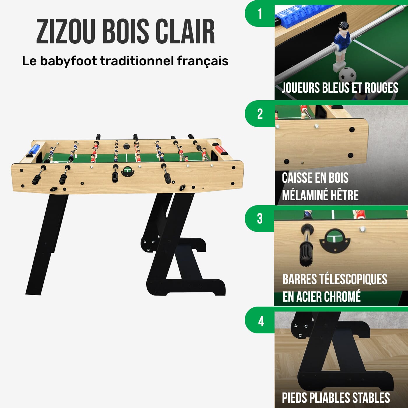 Babyfoot Pliable Zizou Bois Clair