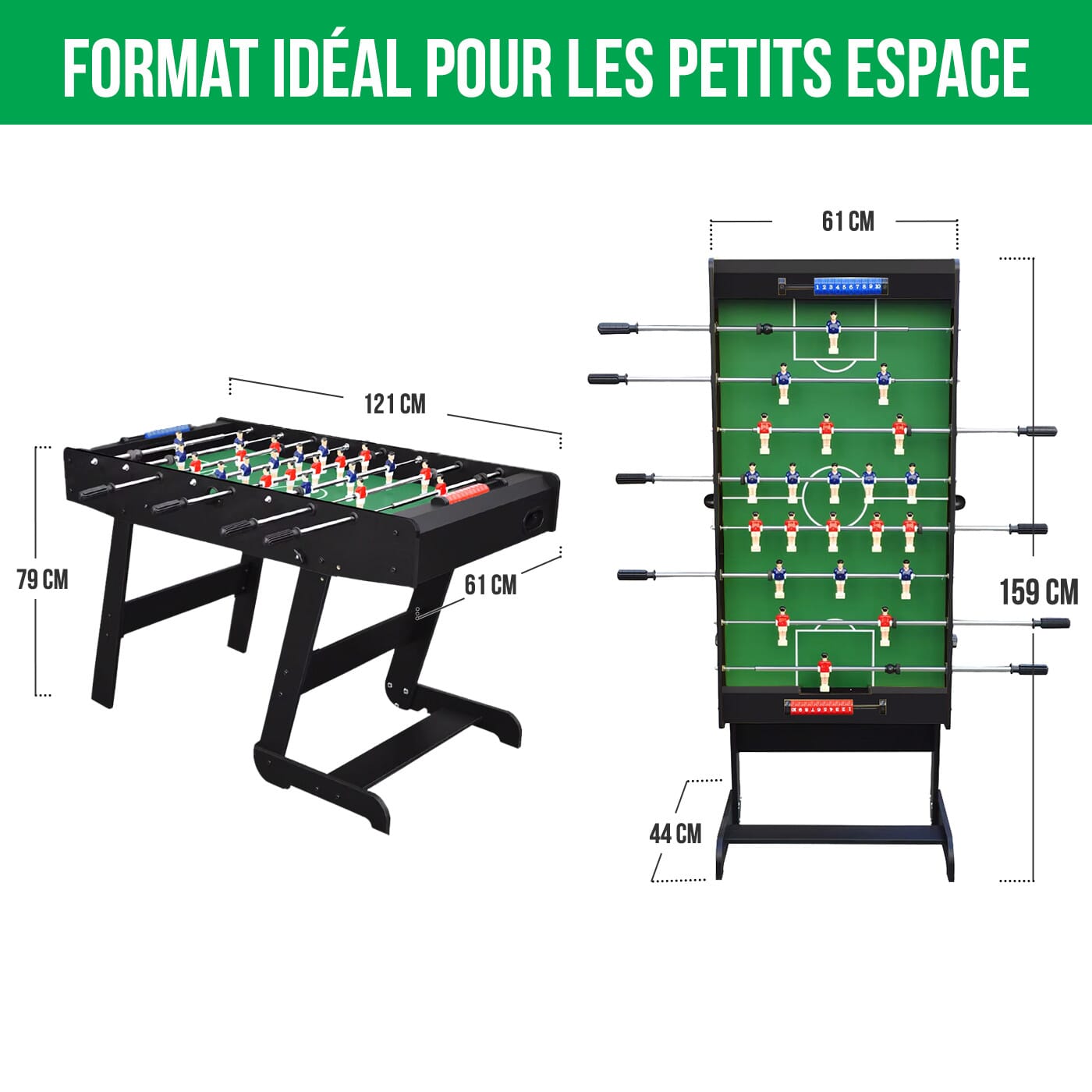 Baby foot Zizou pliable bois noir