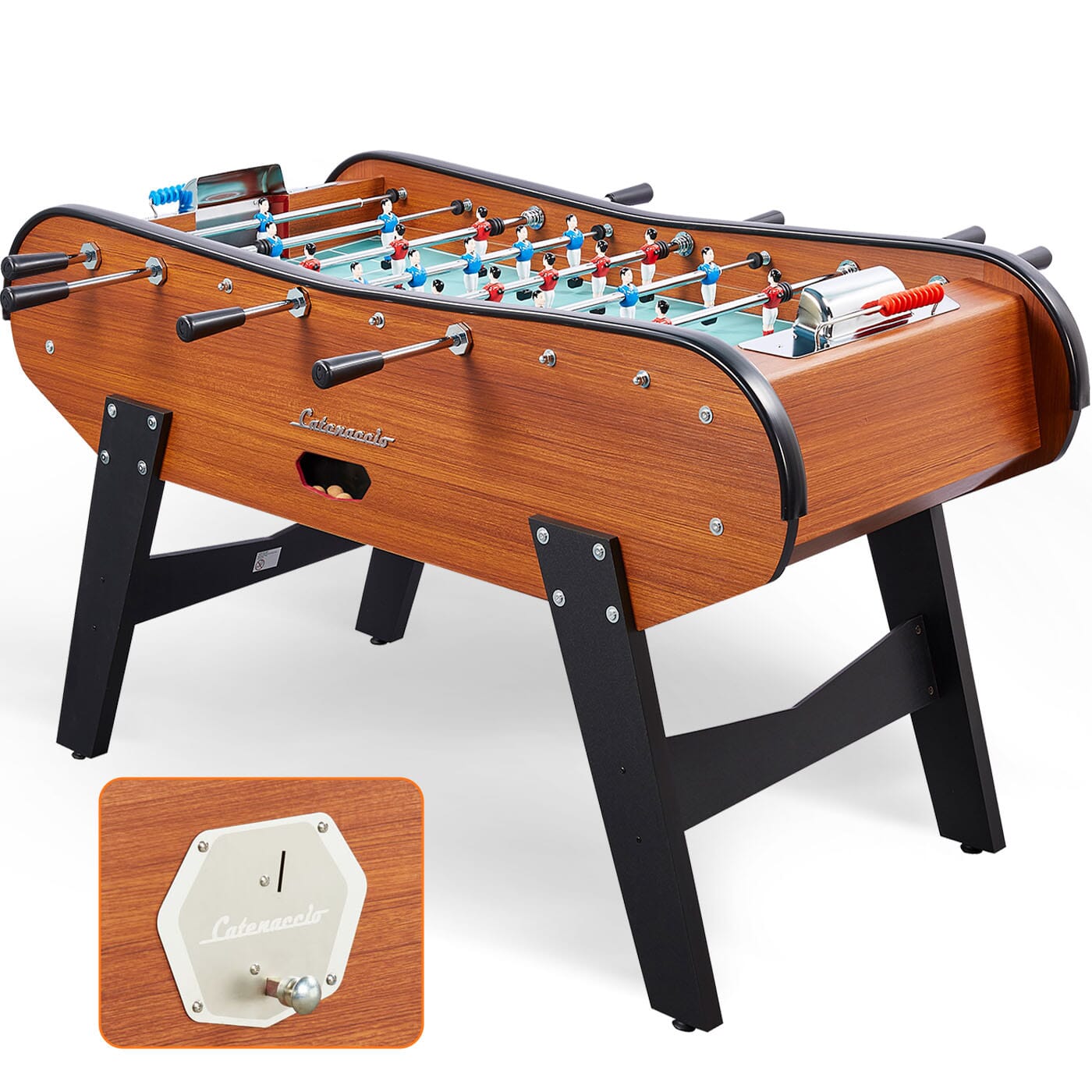 Babyfoot monnayeur de bar en bois fonce