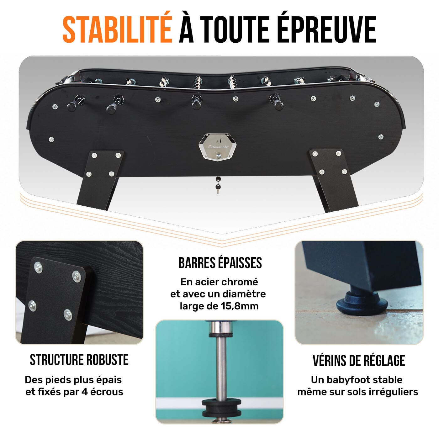 Baby foot monnayeur de bar en bois Noir