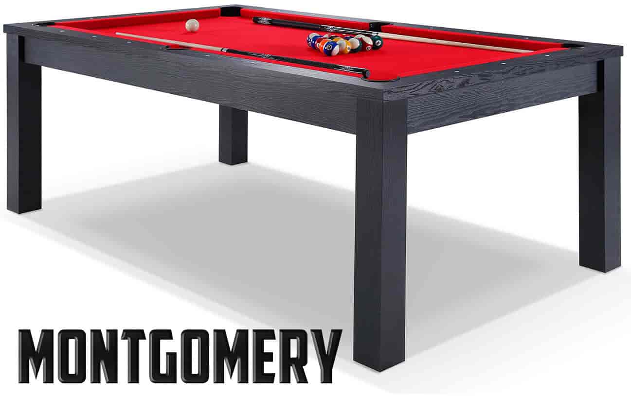 Billard Convertible 6FT noir tapis rouge Montgomery