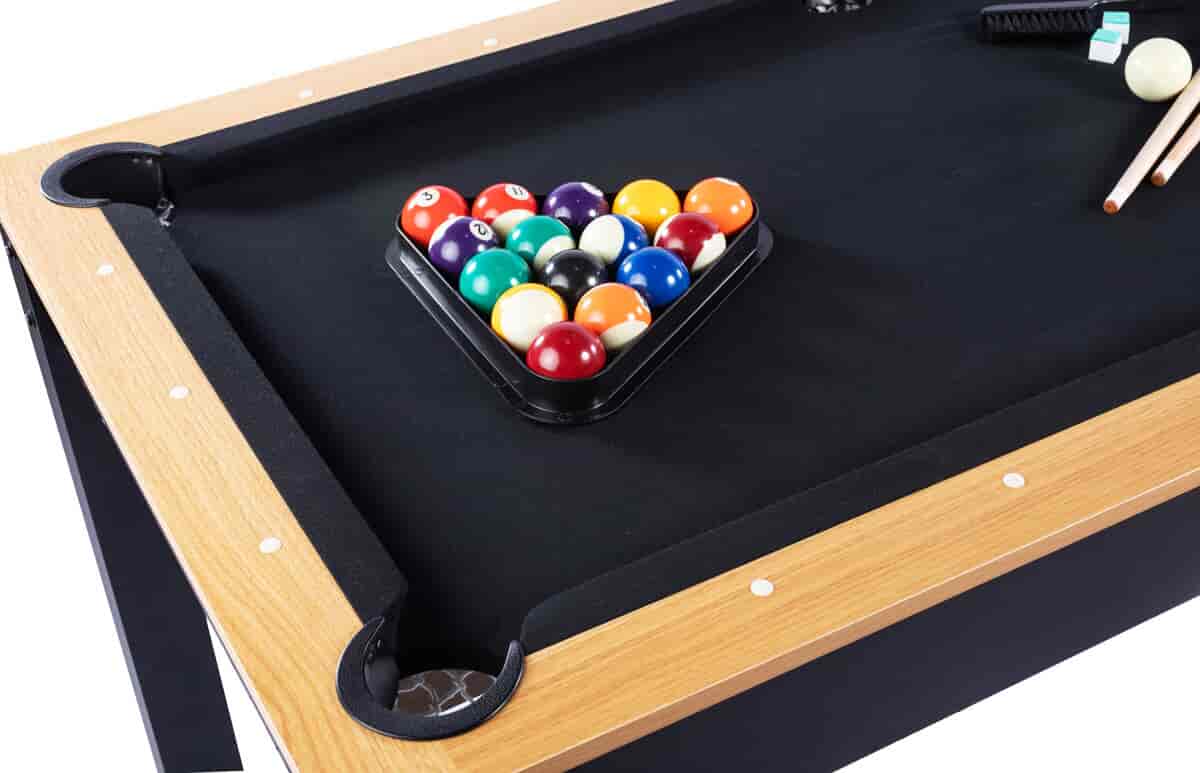 Billard convertible 5FT noir plateau bois, tapis noir