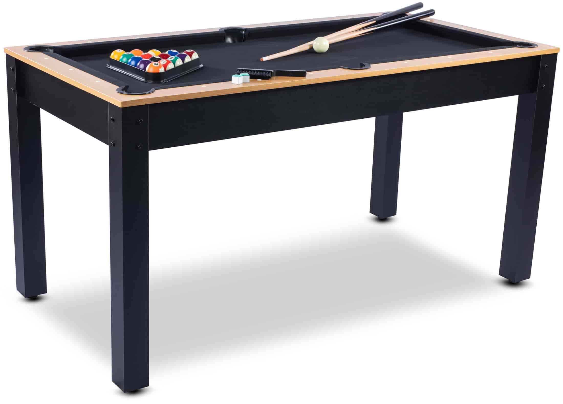 Billard convertible 5FT noir plateau bois, tapis noir