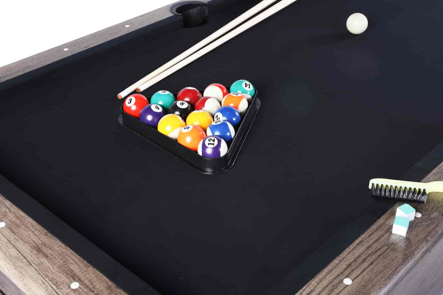Billard US tapis noir couleur bois industriel