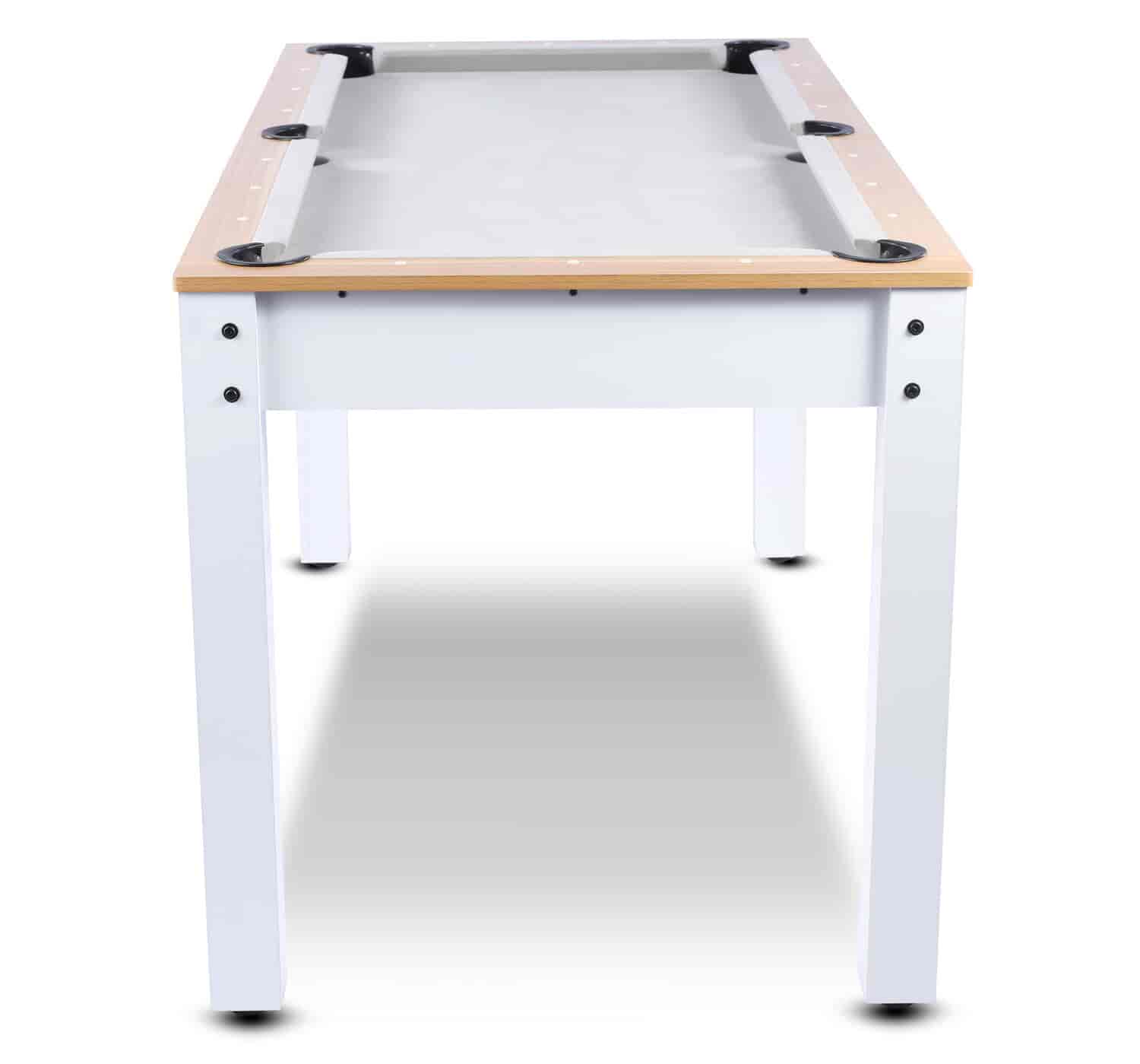 Billard convertible 5FT blanc plateau bois, tapis gris