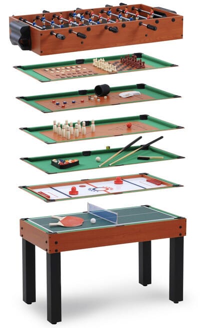 Table multi Jeux 4FT 3 en 1 triangle rotative - Babyfoot Vintage