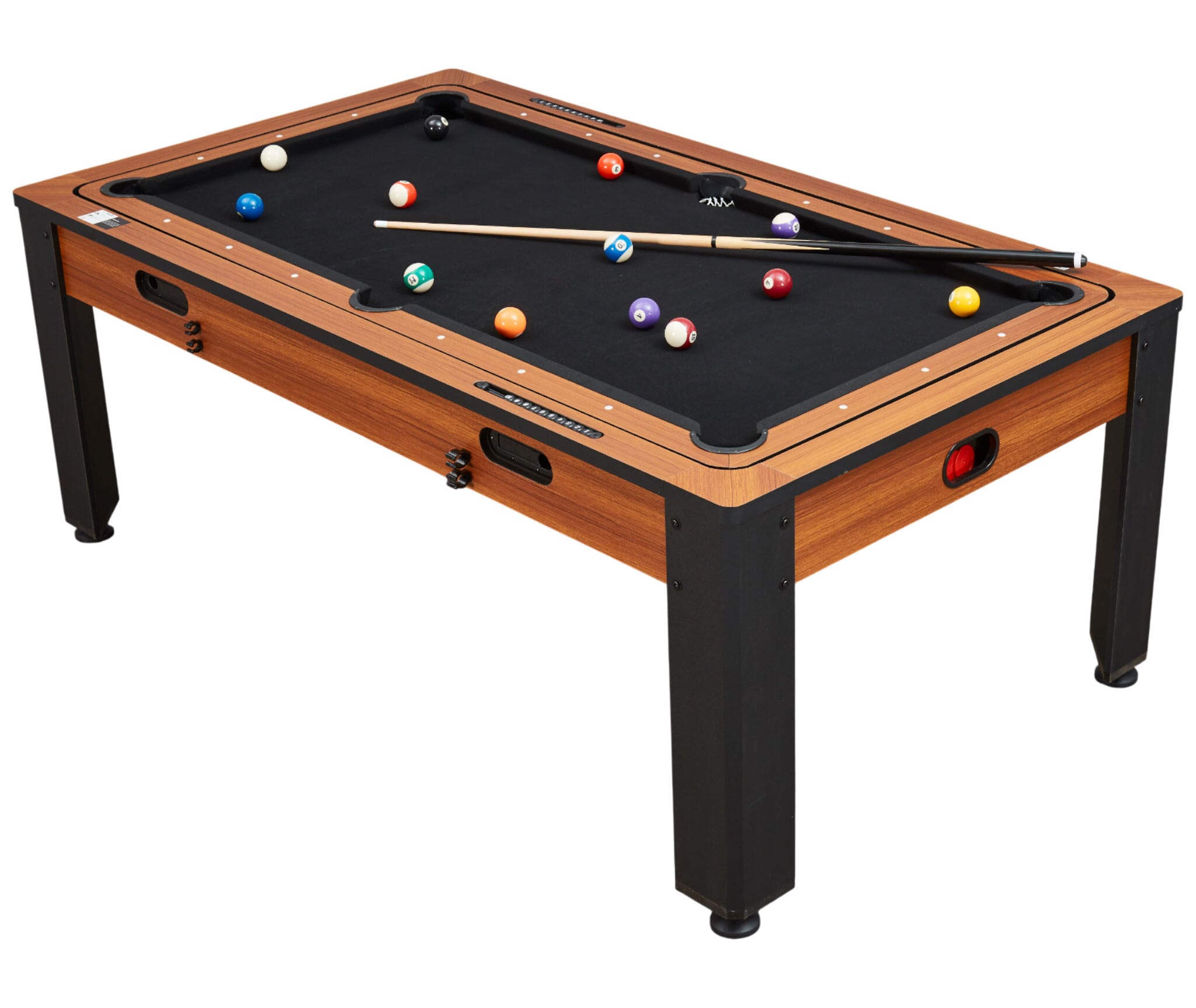 table multi-jeux 4-en-1 rotative industriel 7FT bois foncé