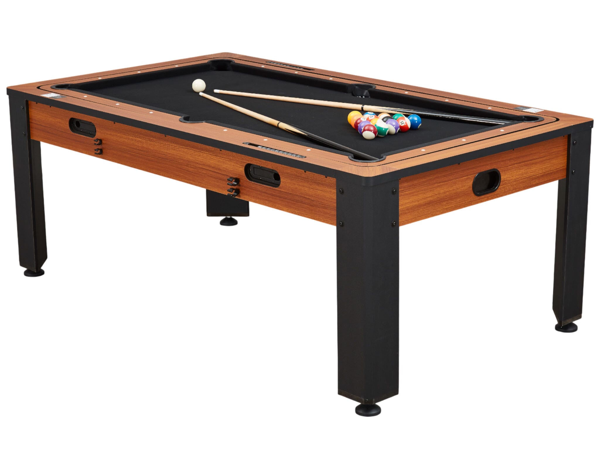 table multi-jeux 4-en-1 rotative industriel 7FT bois foncé