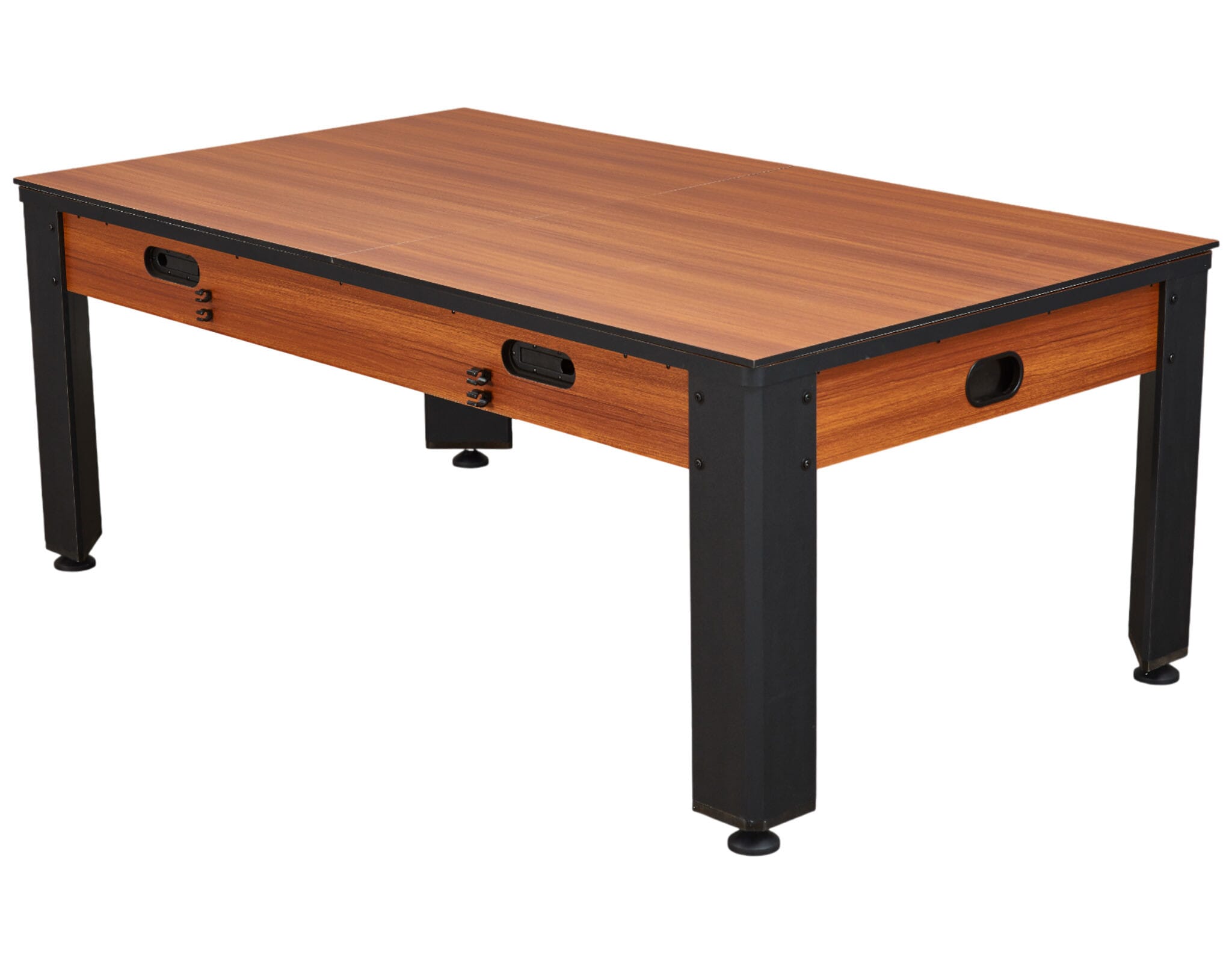 table multi-jeux 4-en-1 rotative industriel 7FT bois foncé