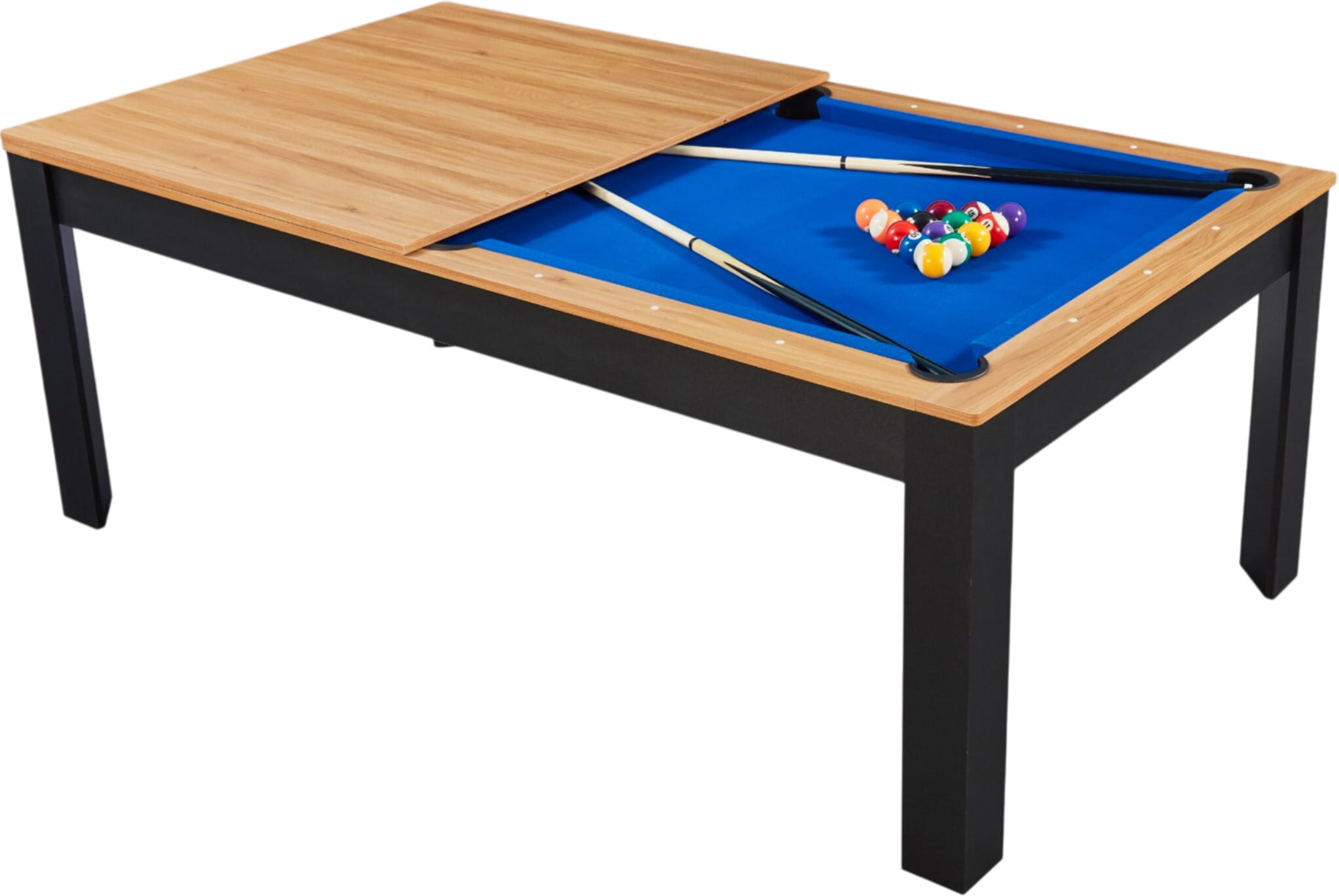 Billard Preggo convertible noir et bois tapis bleu