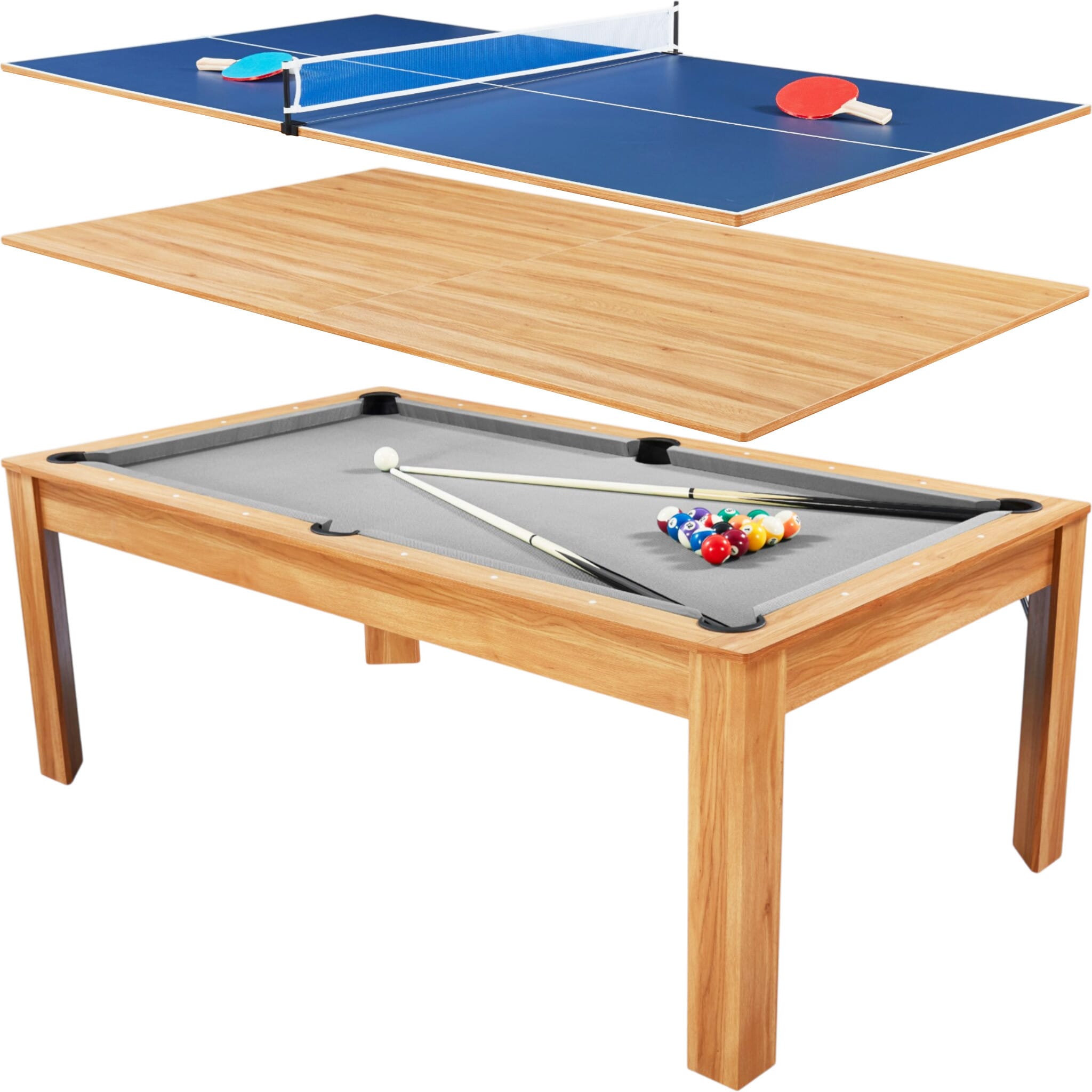 Billard Preggo convertible Bois clair tapis gris