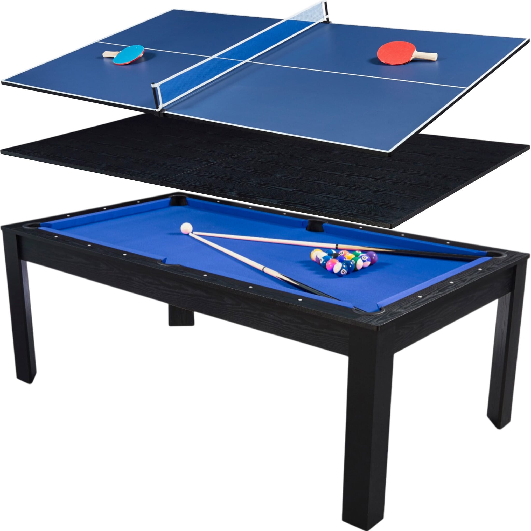 Billard Preggo convertible Noir tapis bleu